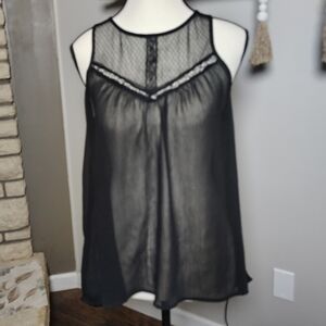 Xhilaration Black Sheer Sleeveless Top Medium